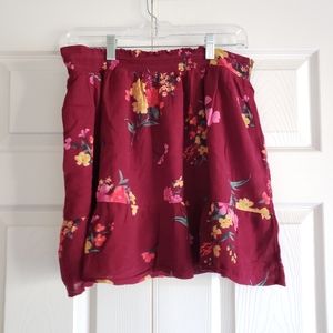 Burgundy Floral Old Navy Skirt - Size Large